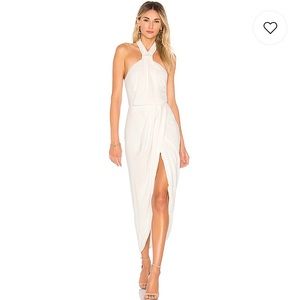 Knot Draped Shona Joy Dress in Ivory, Size 2